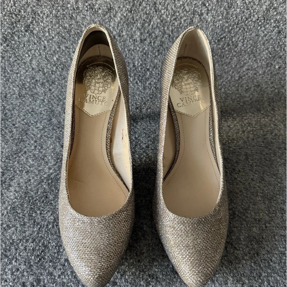 Vince Camuto Kadri Silver Sparkle Slip-On Pointed Toe Stiletto Pump 8M/38
